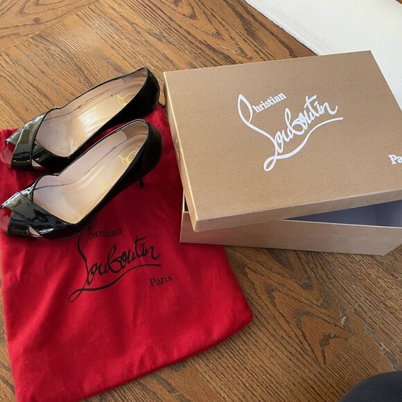 Christian Louboutin Shoes - Christian Louboutin Black Patent Leather Shelley Peep Toe Pump